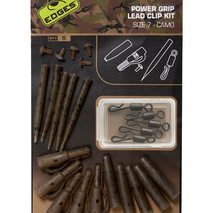 Fox Edges Camo Power Grip Lead Clip Kit Size 7