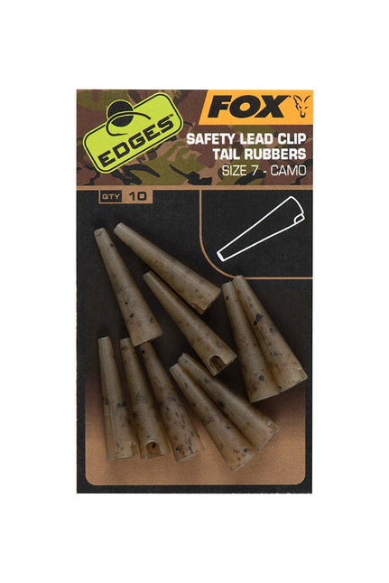 Fox Edges Camo Safety Lead Clip Tail Rubbers Size 7