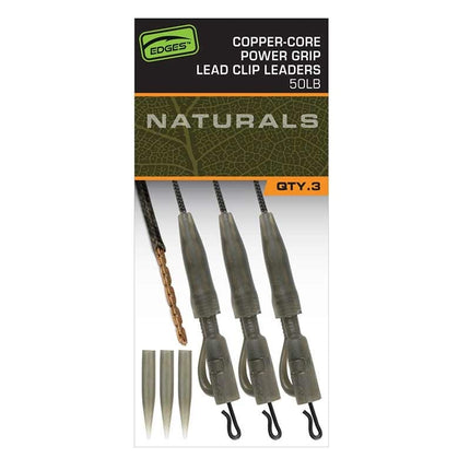 Fox Edges Naturals Copper-Core Power Grip Lead Clip Leaders x3