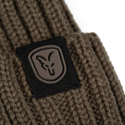Fox Heavy Knit Bobble Hat - Olive
