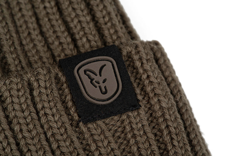 Fox Heavy Knit Bobble Hat - Olive