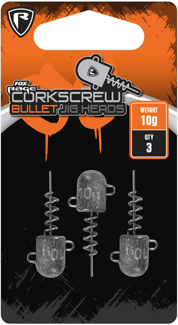 Fox Rage Corkscrew Bullet Jig Heads 3 Pack