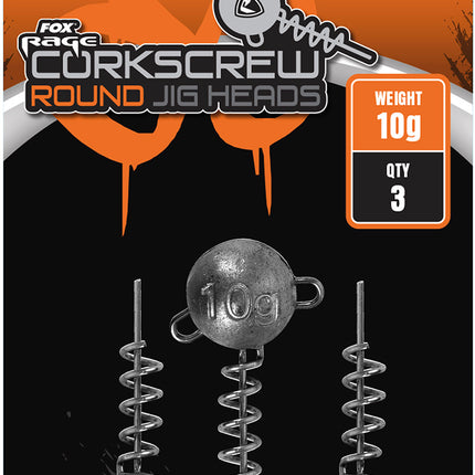 Fox Rage Corkscrew Round Jig Heads 3 Pack