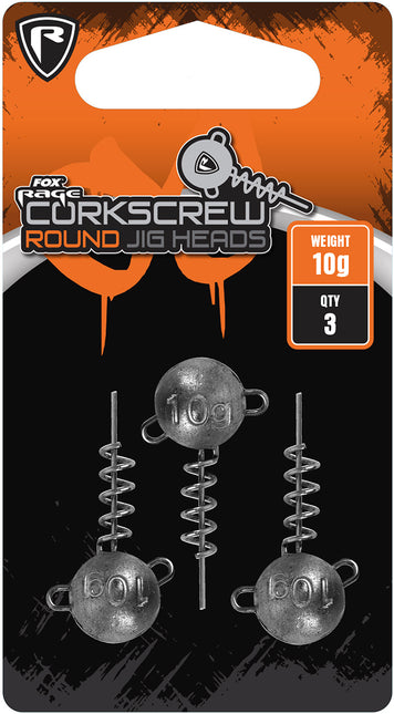 Fox Rage Corkscrew Round Jig Heads 3 Pack