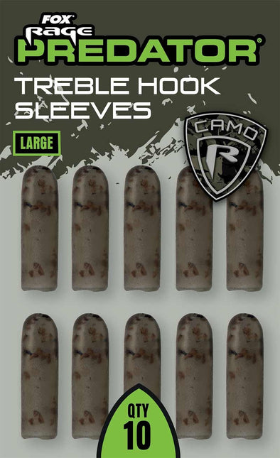 Fox Rage Predator Camo Treble Hook Sleeves Large x 10