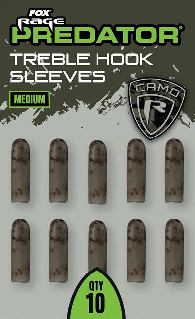 Fox Rage Predator Camo Treble Hook Sleeves Medium x 10