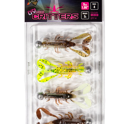 Fox Rage Ultra UV Micro Critter Mixed Colour Loaded Lure Pack 5cm 4pcs