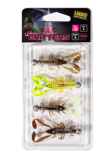 Fox Rage Ultra UV Micro Critter Mixed Colour Loaded Lure Pack 5cm 4pcs