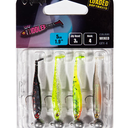 Fox Rage Ultra UV Micro Tiddler Fast Mixed Colour Loaded Lure Pack 5cm 4pcs