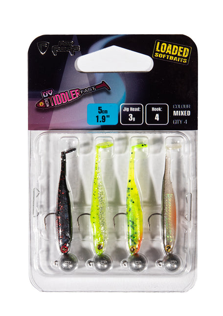 Fox Rage Ultra UV Micro Tiddler Fast Mixed Colour Loaded Lure Pack 5cm 4pcs