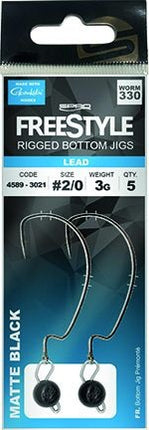 FreeStyle Rigged Bottom Jigs Black Maat 2/0