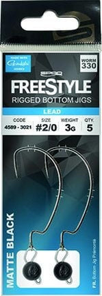 FreeStyle Rigged Bottom Jigs Black Maat 3/0