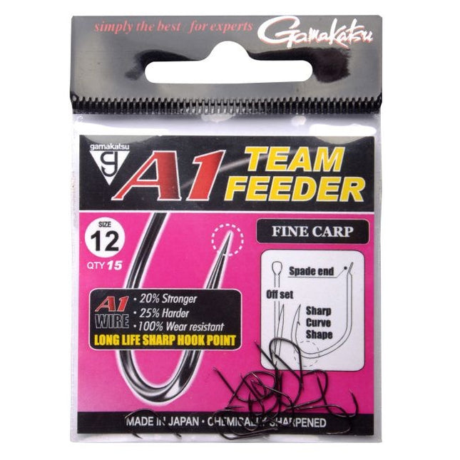GAMAKATSU A1 Team Feeder Hooks Fine Carp NS Black