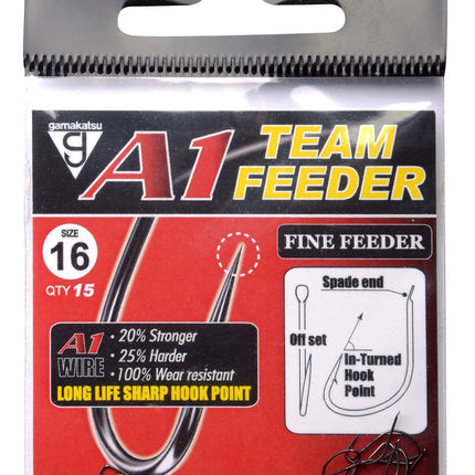 GAMAKATSU A1 Team Feeder Hooks Fine Feeder NS Black