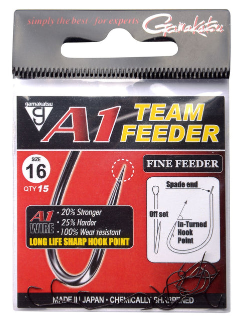 GAMAKATSU A1 Team Feeder Hooks Fine Feeder NS Black