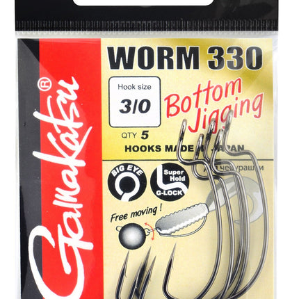 GAMAKATSU Worm 330 Bottom Jigging Hooks NS Black