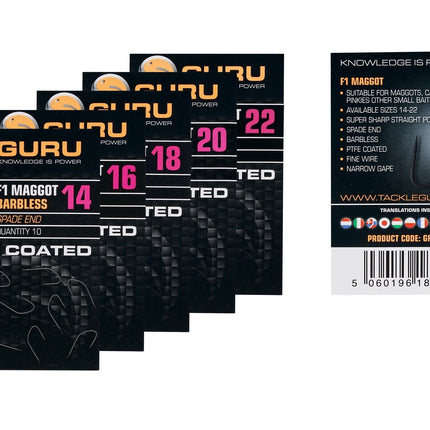 Guru F1 Maggot Hook (Barbless/Spade End)