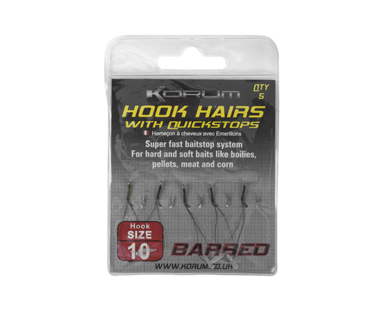 Korum Hook Hairs With Quickstops Barbed