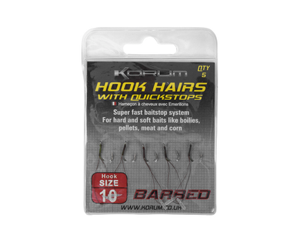 Korum Hook Hairs With Quickstops Barbed