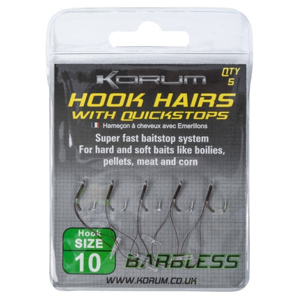 Korum Hook Hairs With Quickstops Barbless