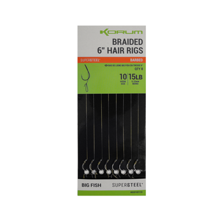 Korum Supersteel Big Fish Braided Hair Rigs 0,25mm - 6"/15cm