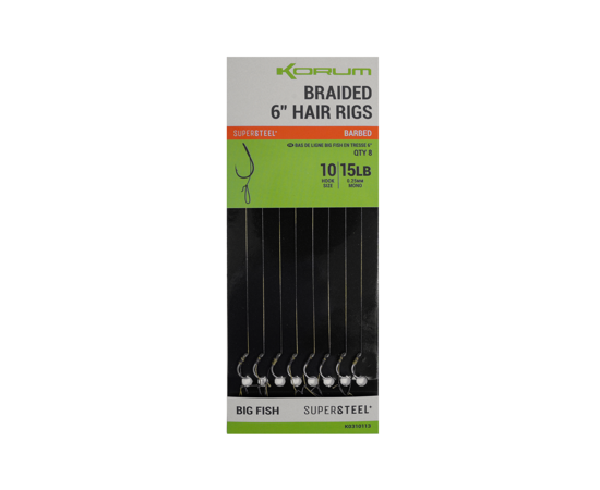 Korum Supersteel Big Fish Braided Hair Rigs 0,25mm - 6"/15cm