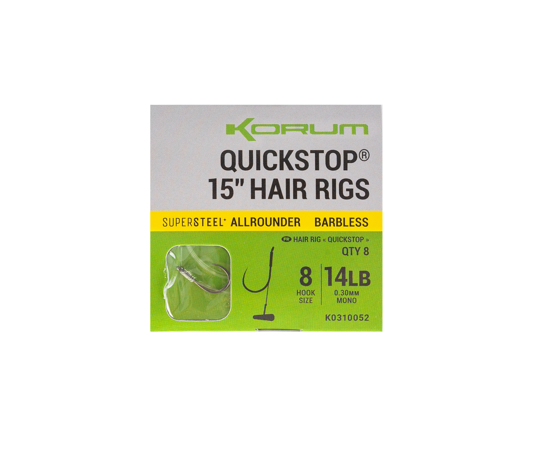 Korum Supersteel Big Fish Quickstop Hair Rigs Barbless 4"/10cm