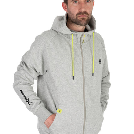 Matrix Black Edition Full Zip Hoody - Marl Grey Lime