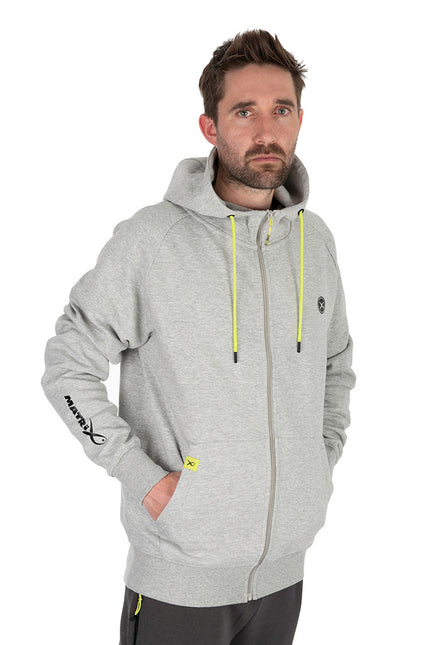 Matrix Black Edition Full Zip Hoody - Marl Grey Lime