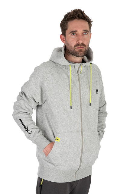 Matrix Black Edition Full Zip Hoody - Marl Grey Lime