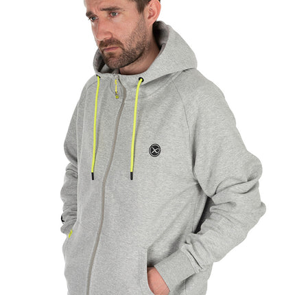 Matrix Black Edition Full Zip Hoody - Marl Grey Lime