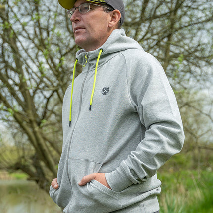Matrix Black Edition Full Zip Hoody - Marl Grey Lime