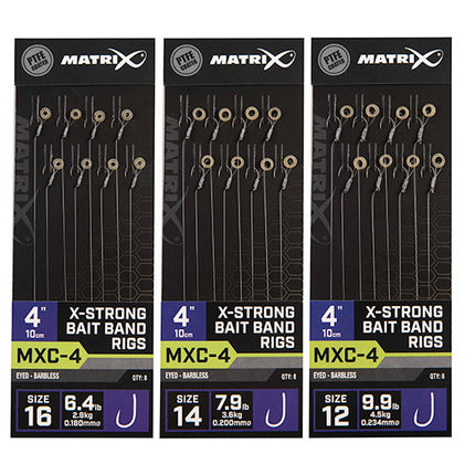 Matrix MXC-4 X Strong Bait Band Rigs 10cm/4ins