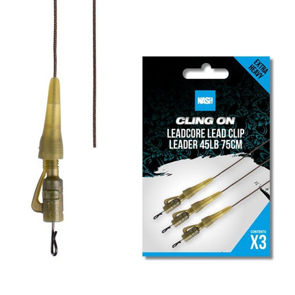 NASH Cling On Leadcore Lead Clip Leader 75cm