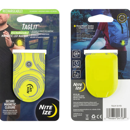 TagLit Rechargeable Safety Light - Neon Yellow