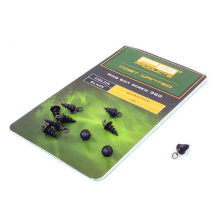 PB Products Ring Bait Screw 360 Black 10pcs