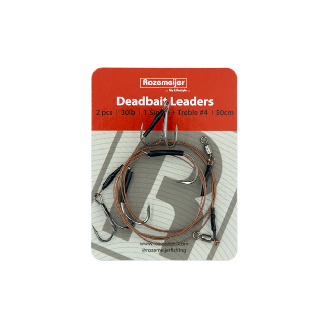 Rozemeijer Deadbait Leaders 1x single +  treble 50cm 30lb 2pcs
