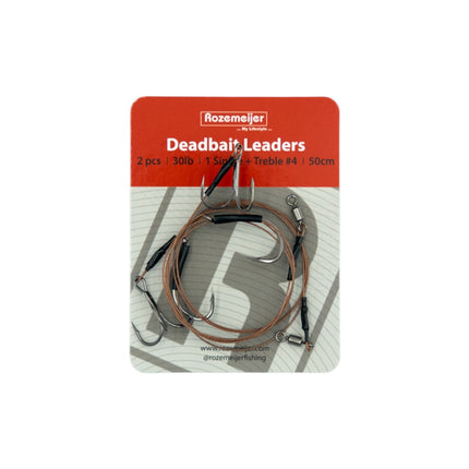 Rozemeijer Deadbait Leaders 1x single +  treble 50cm 30lb 2pcs