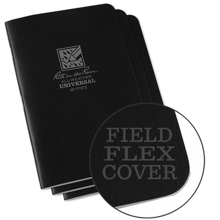 Field Flex Cover Notebook (3 stuks) 11,75cm X 17,5cm - Black